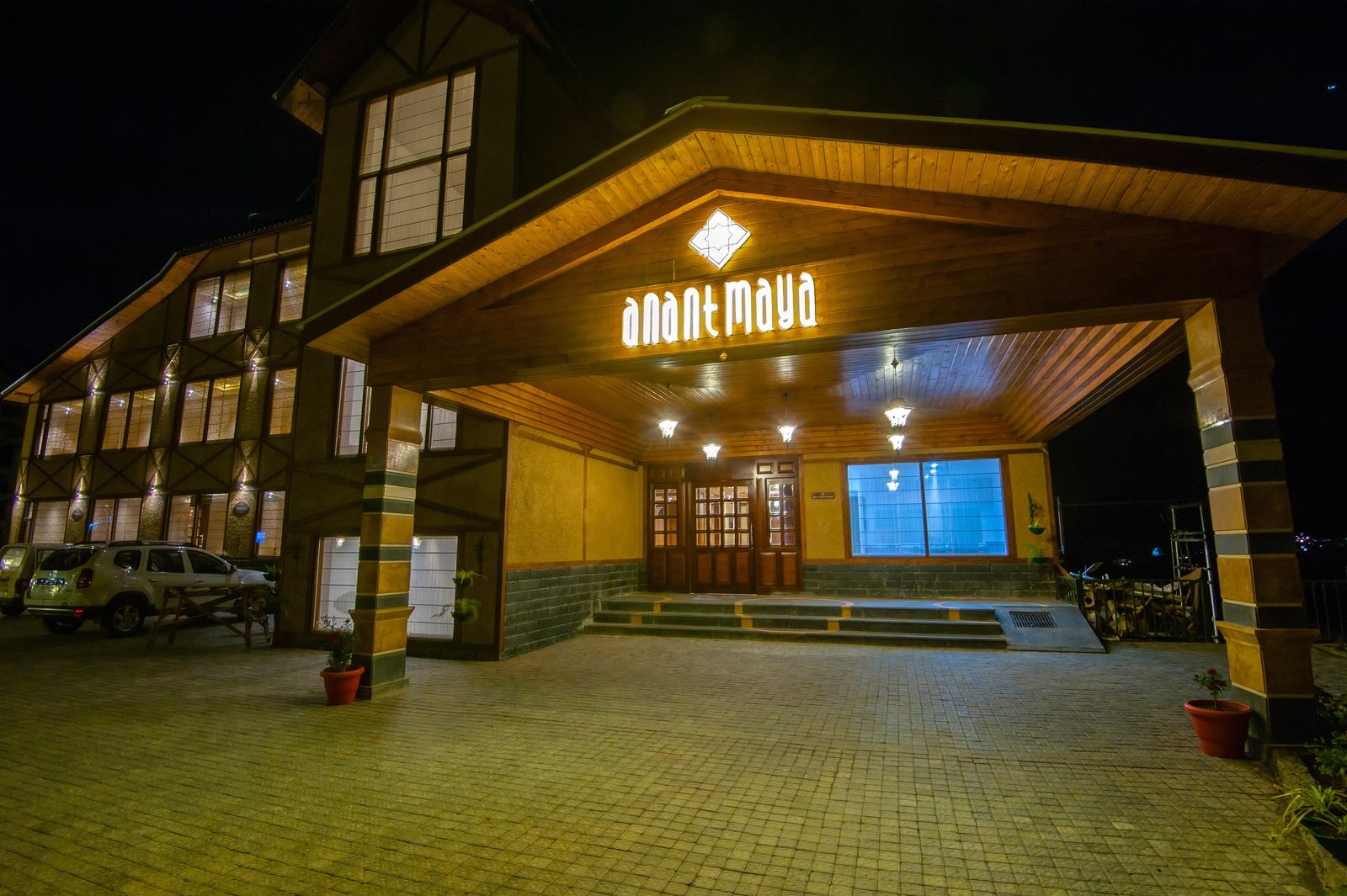 Entrance porch at night