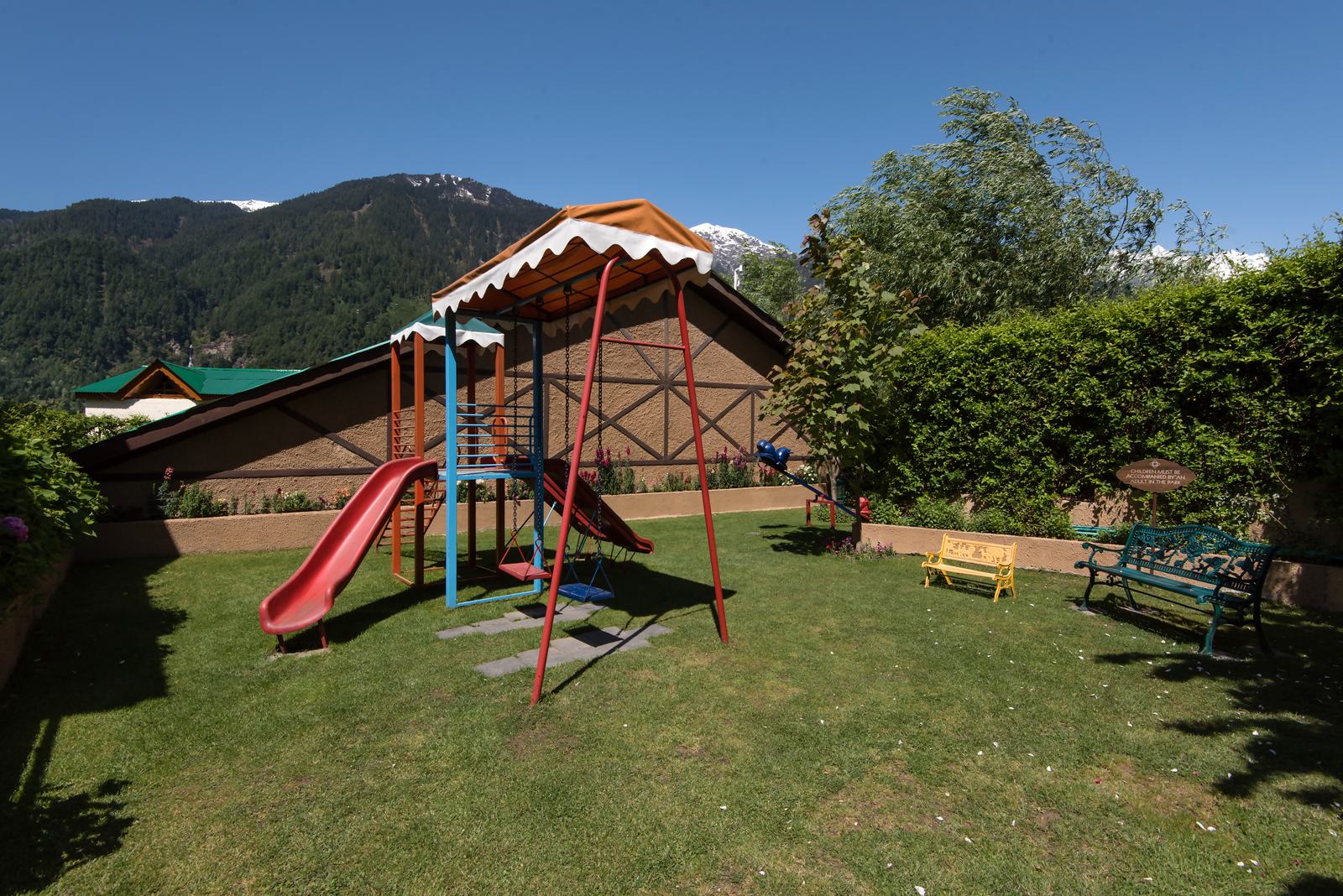 Children's park with slides and swings