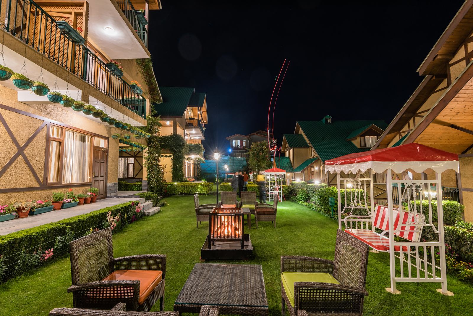 Lawn lounge at night